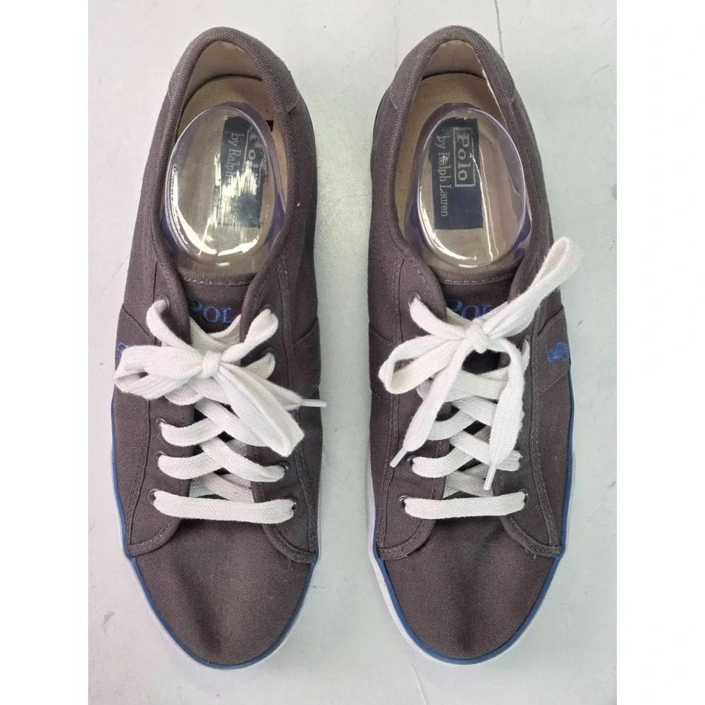Polo Ralph Lauren Men's Sneakers Size 13‎ D Gray Canvas Clifton Lace Up Shoes
